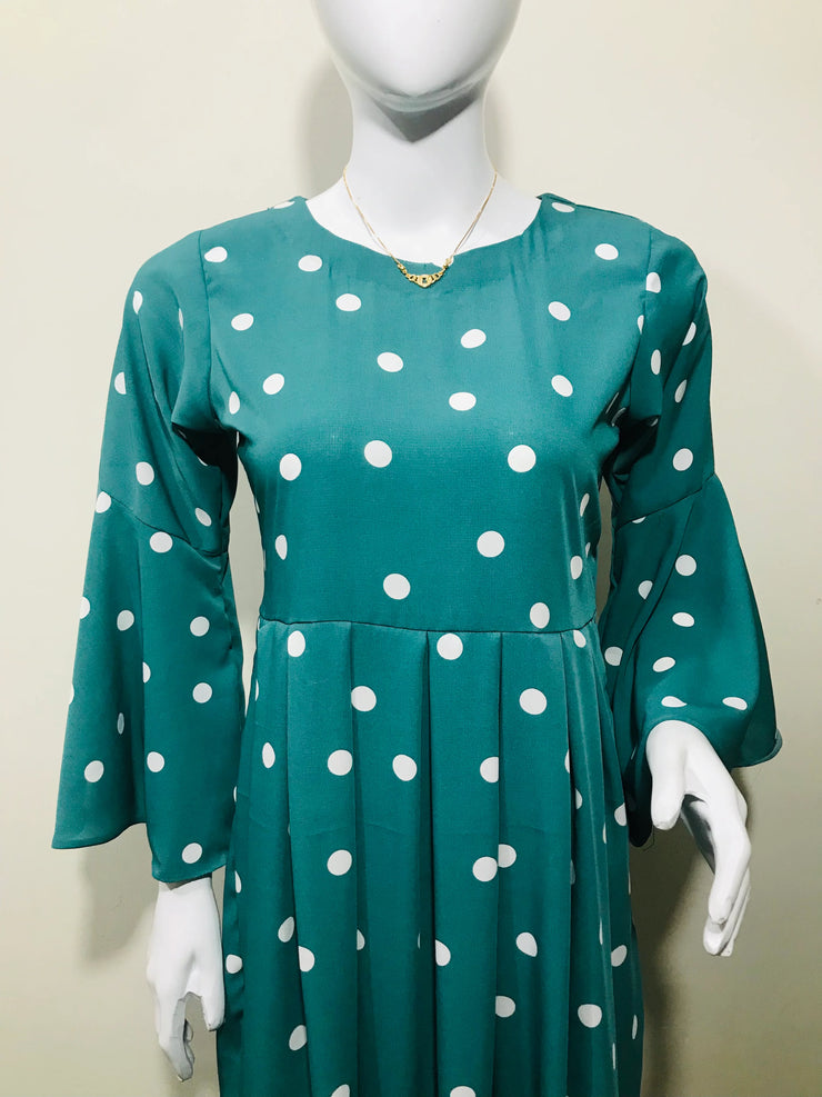 Turquoise Chiffon Long Frock