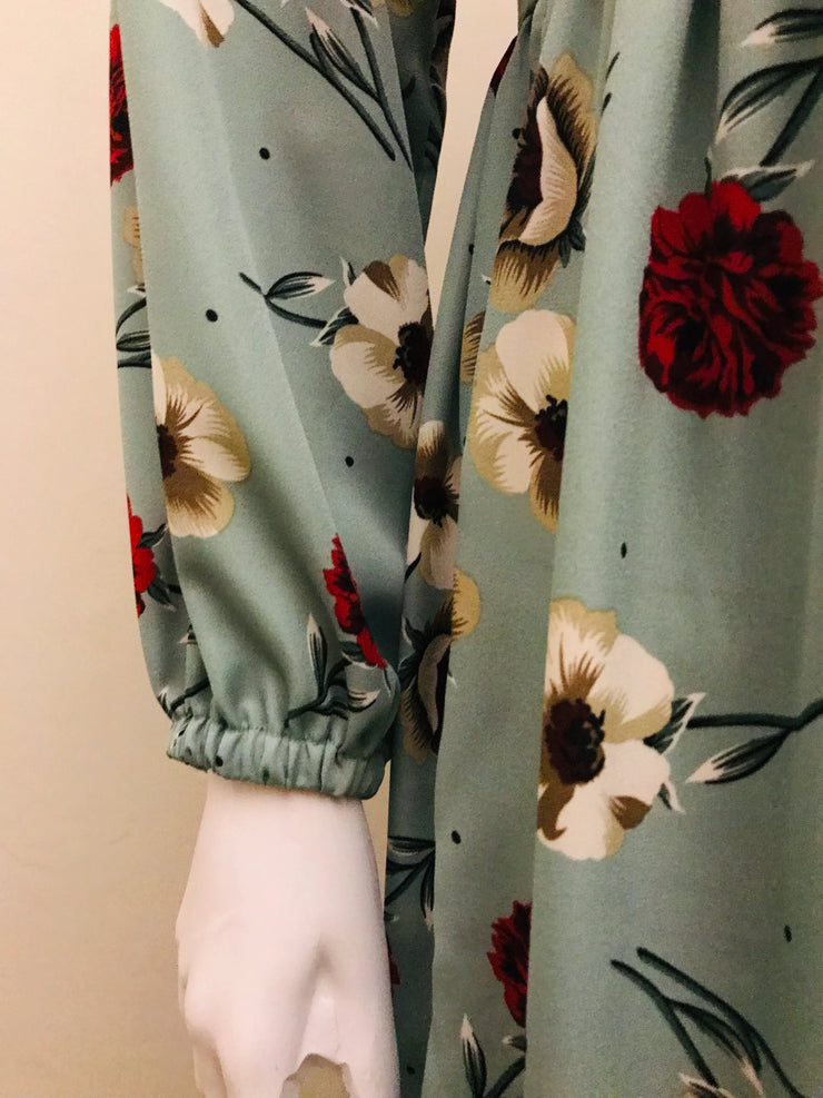 Pearl Aqua Chiffon Long Frock